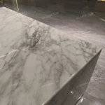 Art-Inspired Marble Coffee Table with Gold Accent Detail